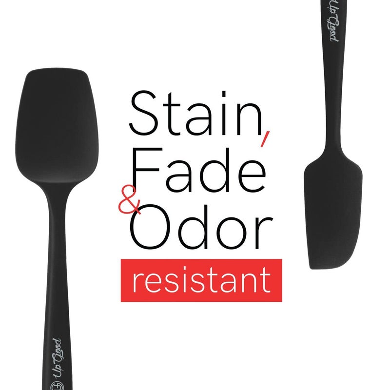UpGood Silicone Spatula Set 600Â°F - High Heat Resistant Nonstick, Small and Large Kitchen Spatulas - Flexible BPA Free Professional Grade Cookware - Utensils for Cooking, Baking, Mixing(4 Pcs, Black) - Image 4
